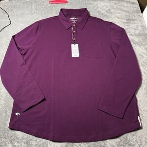 VEBOON Mens Drop Cut Lux Polo Shirt Longsleeve Purple Size‎ XXL 2XL NWT
